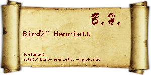 Biró Henriett névjegykártya